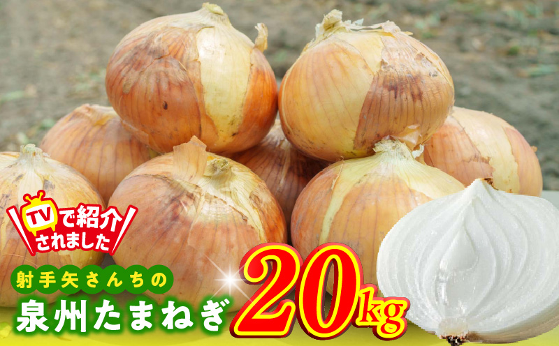 【TVで紹介！】射手矢さんちの泉州たまねぎ 20kg【玉ねぎ タマネギ 玉葱 甘い 野菜 国産 期間限定 オニオン スライス サラダ カレー シチュー バーベキュー BBQ 肉じゃが】
