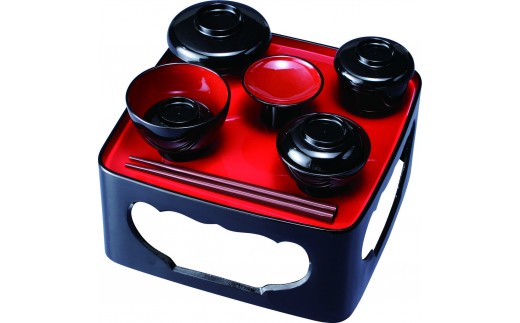 【6.5寸】仏器膳  黒内朱 椀付【YG374】