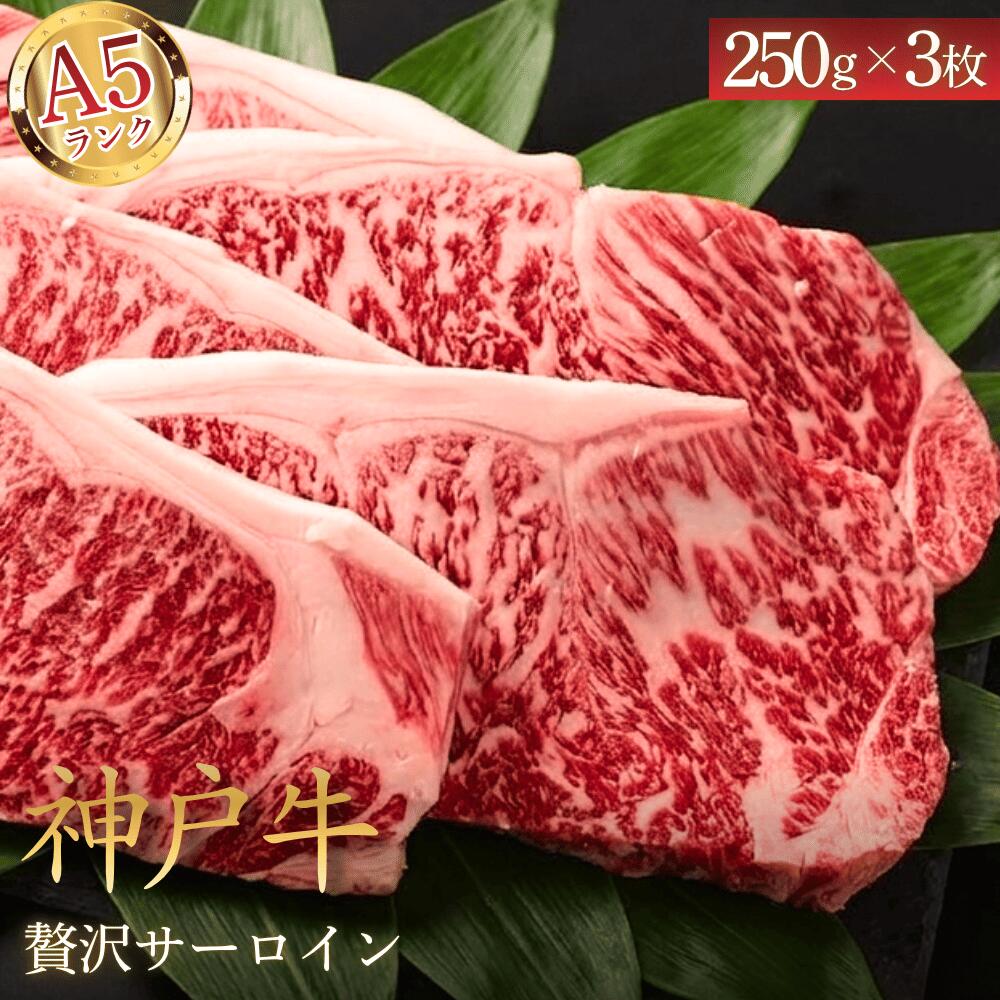 【ふるさと納税】A5神戸牛 サーロインステーキ 750g(250g×3枚) 高級和牛 ステーキ肉 牛肉 神戸ビーフ こうべぎゅう サーロイン 贅沢 グルメ お取り寄せ 産地直送 兵庫県 丹波市