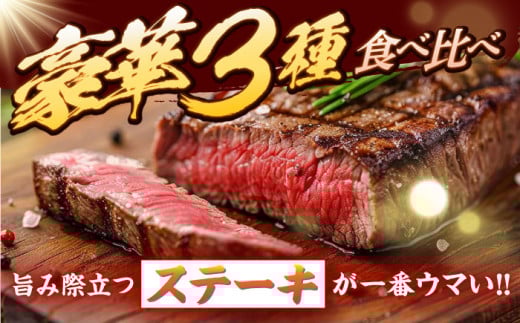 【2週間以内発送】長崎和牛 ステーキ 3種 ( サーロイン ・ イチボ ・ ランプ ) ＜スーパーウエスト＞ [CAG238] ステーキ サーロイン さーろいん 食べ比べ すてーき 贈答 ギフト