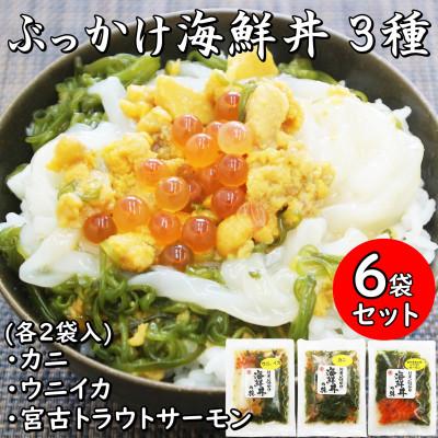 ふるさと納税 宮古市 メカブ・イクラ入り!川秀のぶっかけ海鮮丼の具(ウニイカ・カニ・宮古トラウトサーモン)計6袋冷凍セット