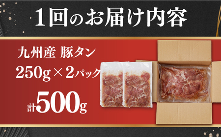 【3回定期便】【塩だれ】九州産 豚タン 毎月250g×2袋 （計1.5kg）長与町/岩永ホルモン[EAX163] 定期便 毎月届く 定期便 毎月届く 定期便 毎月届く 定期便 毎月届く 定期便 毎月届
