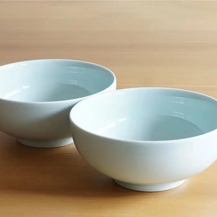 【白山陶器】【2人分の食器】丼とレンゲ4ピースセット 青白釉 どんぶり 食器 皿 【波佐見焼】 [TA66]