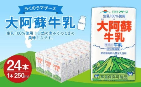 牛乳 250ml×24本 1ケース 常温保存 常温 らくのうマザーズ  大阿蘇牛乳 250ml×24本 1ケース 生乳 国産牛乳 100% ミルク 成分無調整牛乳
