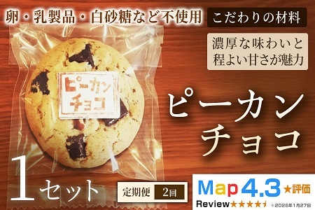 【定期便】クッキー「ピーカンチョコ」（5枚×3袋）×1セット×全2回【焼き菓子】ヴィーガン アレルギー対応 動物性不使用 植物性素材 卵不使用 乳不使用 プラントベースフード お取り寄せ 手作り 朝食 手土産 ギフト 贈答用 プレゼント 埼玉県 加須