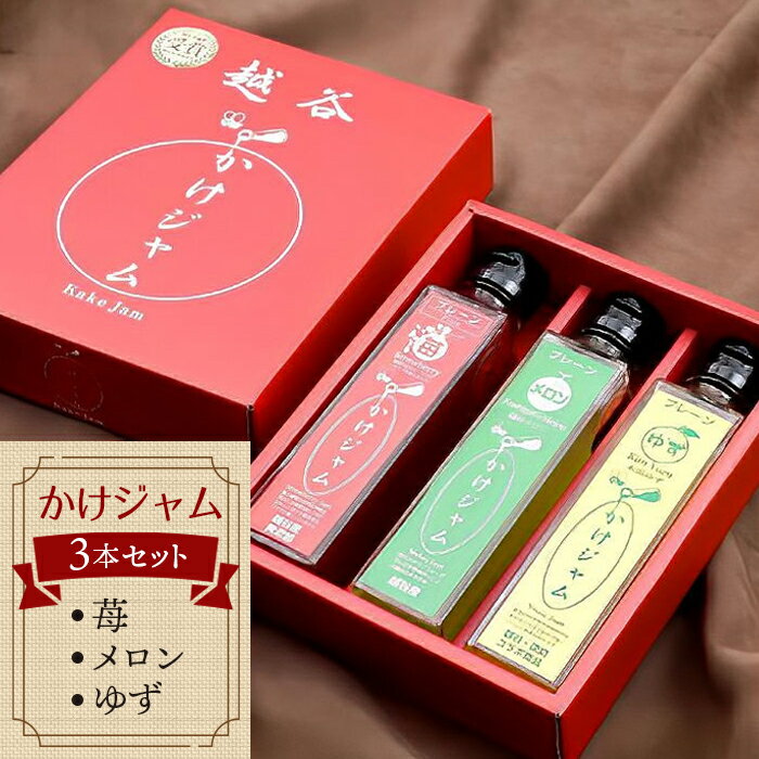 【ふるさと納税】苺・メロン・ゆずのかけジャム中びん3本セット ／ いちご イチゴ 越谷産イチゴ100％ 越谷いちご 越谷産メロン 徳島産ゆず 越谷産ハチミツ 手づくり サラサラ かけるジャム 農福商連帯 エシカル消費 送料無料 埼玉県 No.006