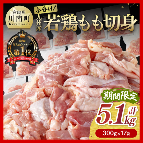 企業努力により実現！ 若鶏もも切身 計5.1kg(4.8kg(300g×16袋)+300g)【 国産 九州産 鶏肉 肉 とり もも肉 モモ 5.1kg からあげ チキン南蛮 送料無料 】