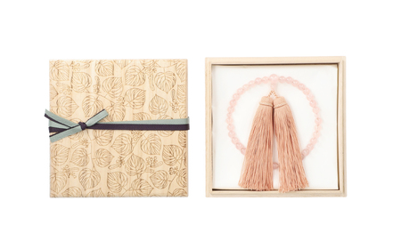 ひいらぎのお念珠【夕月夜（ローズクオーツ×洒落柿）】