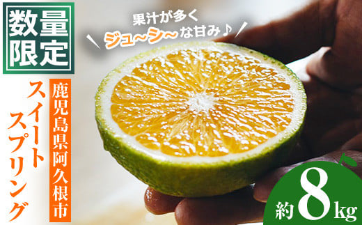 
            ＜先行予約受付中！2025年12月上旬以降順次発送予定＞数量限定！鹿児島県産スイートスプリング(約8kg) 柑橘 フルーツ 果物 国産 みかん 期間限定 ミカン スイスプ【株式会社イロドリ】akn069-04
          