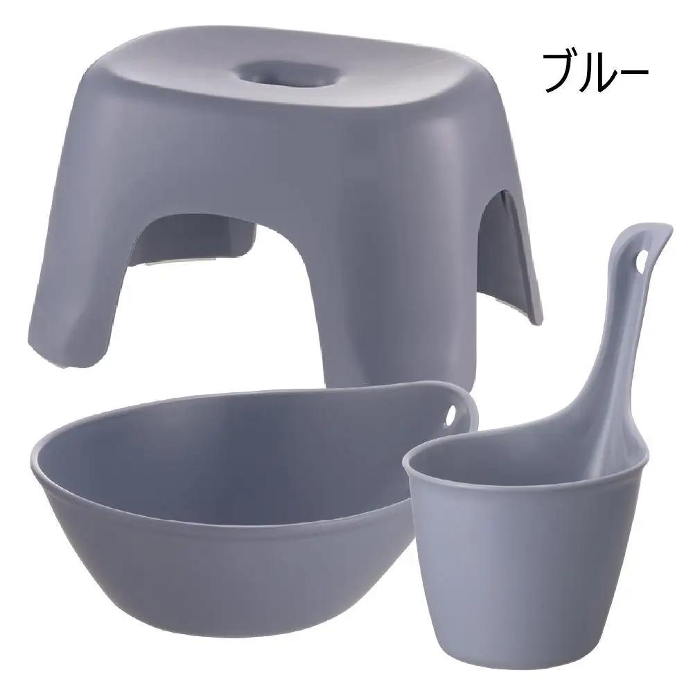 ハユールお風呂セットTL【ブルー】（浴用品：湯おけ・手おけ・腰かけTL）
