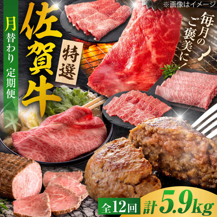 【ふるさと納税】【全12回定期便】特選佐賀牛 月替わりバラエティパック 計5.9kg 株式会社弥川/吉野ヶ里町[FCV005]