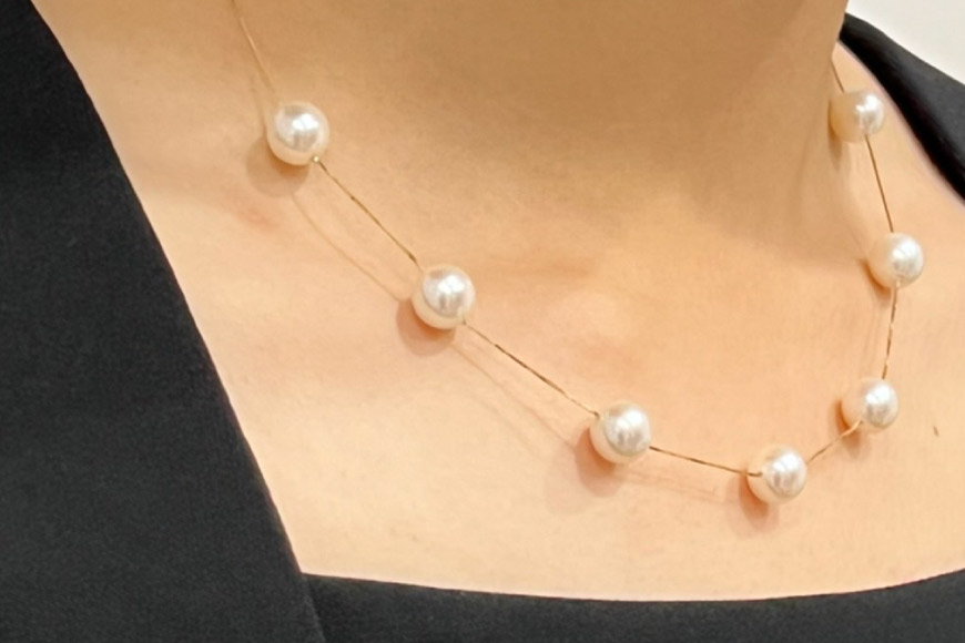 BF191 アコヤ真珠 7粒パールステーションネックレス（8.0mm）