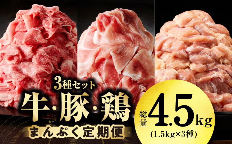 国産 牛肉＆豚肉＆鶏肉 まんぷく 定期便 5kg×3回【氷温熟成×極味付け 3種 食べ比べ 普段使い 味付き 小分け 訳あり サイズ不揃い】 mrzZ020