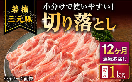【12回定期便】若楠三元豚 切り落とし 1kg /ナチュラルフーズ [UBH076] 豚肉 切り落とし