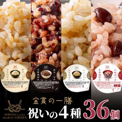 ふるさと納税 松原市 ご飯パック 金賞健康米 祝いの4種セット(玄米・雑穀) 36個