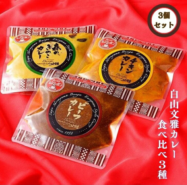 【ふるさと納税】白山文雅カレー定番3種セット:B140-014