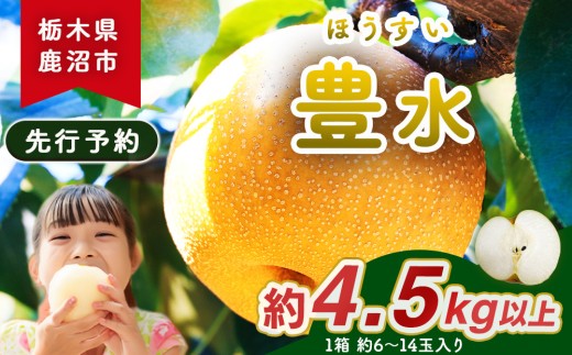 梨(豊水) 6玉～14玉入り×1箱 (4.5kg以上) ※2026年8月下旬～9月下旬頃に順次発送予定