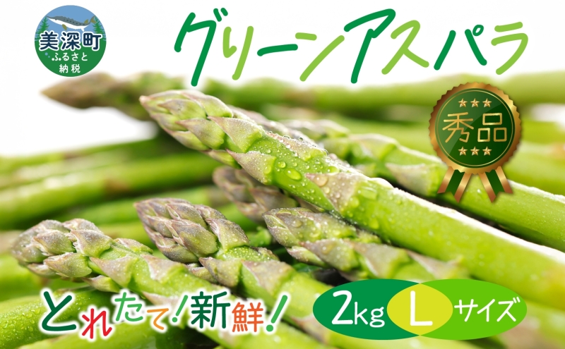 2026年発送  グリーンアスパラ  2kg(L) 【 秀品 】 旬  新鮮 野菜 朝採れ アスパラ アスパラガス ギフト 産地直送 お取り寄せ フレッシュ 甘い 春  春野菜 旬の味覚  季節 送料無料 北海道産 美深町