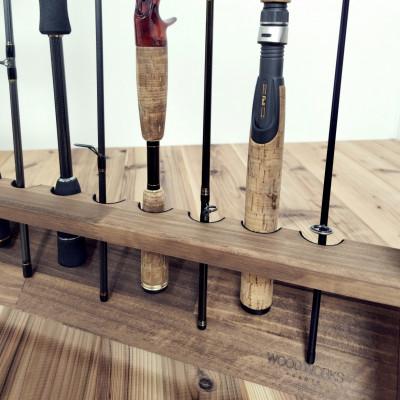 ふるさと納税 横手市 ロッドスタンド10本掛け+リールスタンド片面Lサイズ 【本体:ブラウン　フェルト:ブラック】 |  | 03