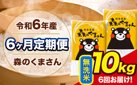 令和6年産 森のくまさん【6ヶ月定期便】 無洗米 《お申し込み月の翌月から出荷開始》10kg(5kg×2袋) 計6回お届け 熊本県産 単一原料米 森くま 熊本県 玉東町