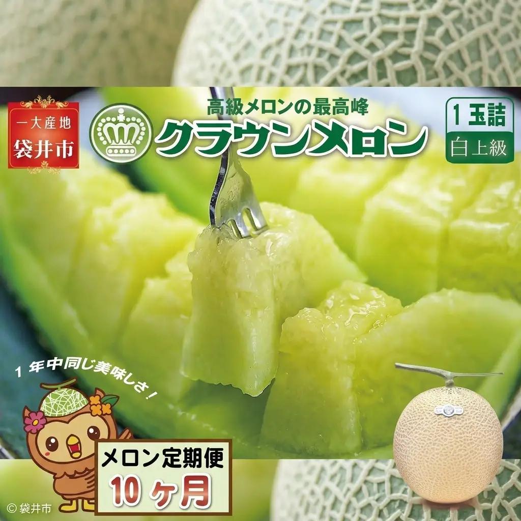 クラウンメロン 白上級 静岡県産 クラウンメロン【1玉】【10ヶ月定期便】