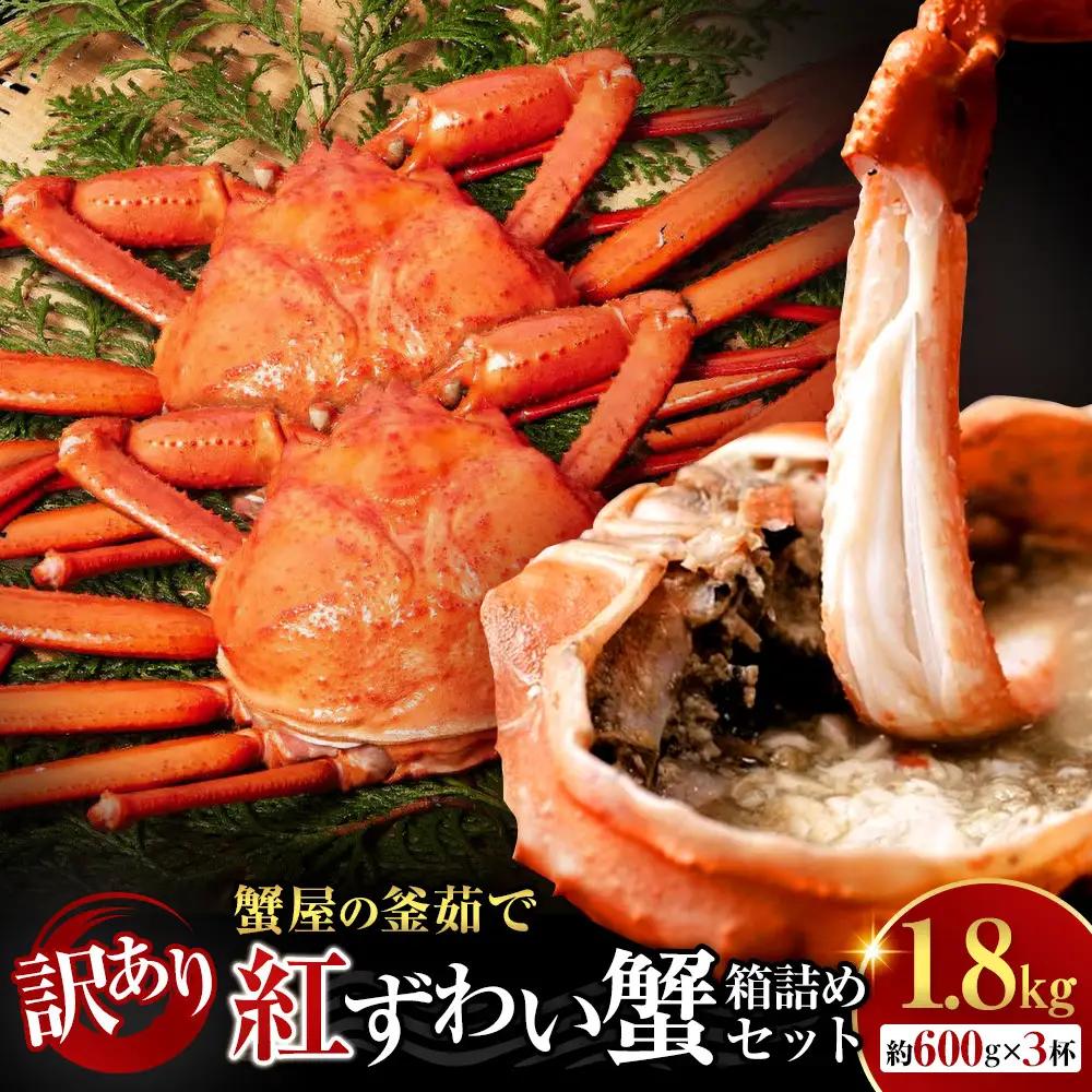 訳あり 蟹 紅ずわい蟹 1.8kg（600g前後×3枚） 境港産 ボイル 冷蔵 大容量 鳥取県産