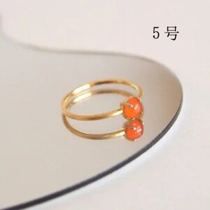 5号 天然石 カーネリアン リング (Silver925 18KGP仕上げ) 指輪 ／ Maco アクセサリー シルバー ヘアライン加工 プレゼント 奈良県 田原本町