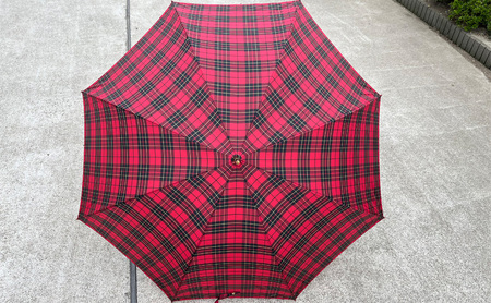 雨傘 格子柄 駒取り 58cm 赤色 共袋付き かさ 傘