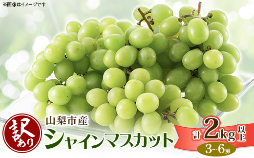 
            ＜訳あり＞山梨市産シャインマスカット3～6房(2kg以上)【1413177】
          