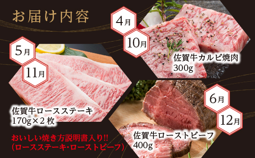【定期便12回】極上の佐賀牛 食べ比べ 毎月お届け 全12回 月替り 佐賀牛厳選 定期便 _g-10