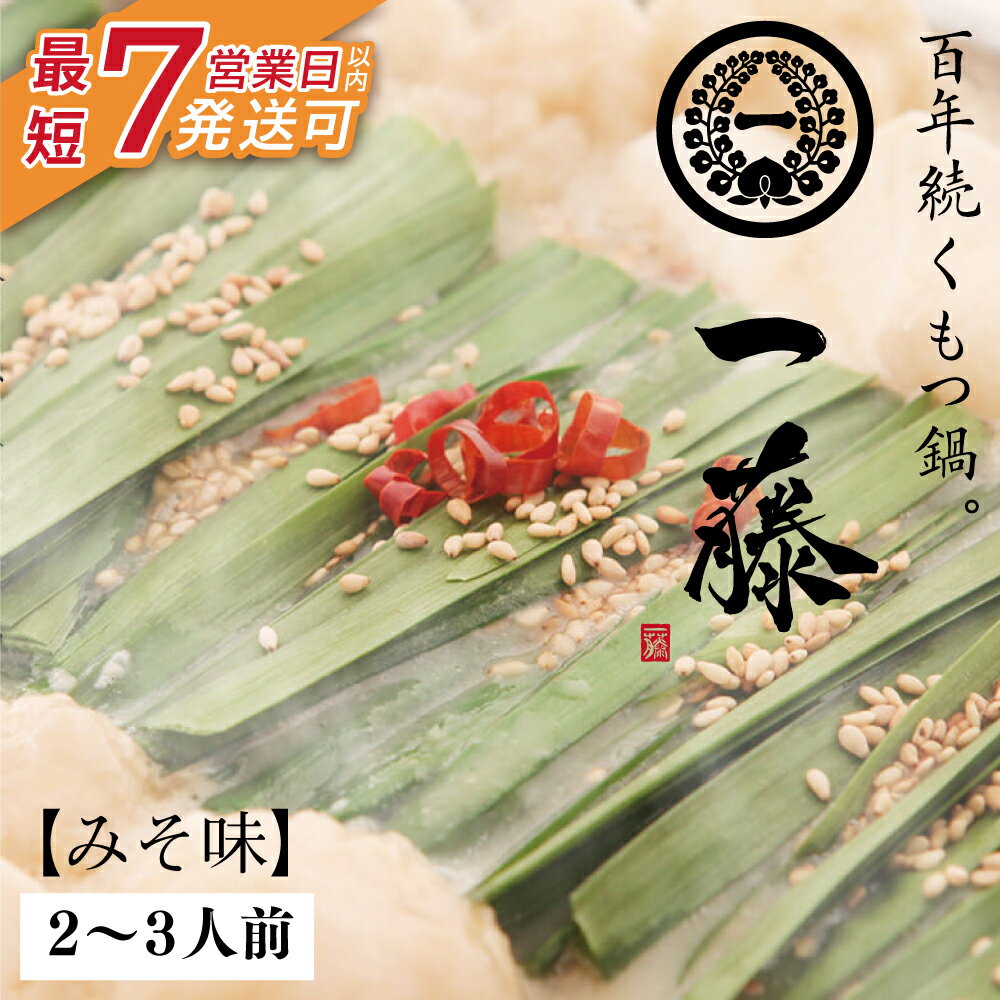 【ふるさと納税】最短7営業日発送 レビューキャンペーン 大ぶりモツの食べ応え!!一藤 もつ鍋(味噌)2〜3人前