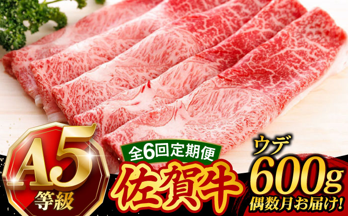 【6回定期便・偶数月にお届け】 佐賀牛 A4 A5 すき焼き しゃぶしゃぶ 600g ウデ /焼肉どすこい [UCC017] 牛肉 肉 赤身 うで スライス