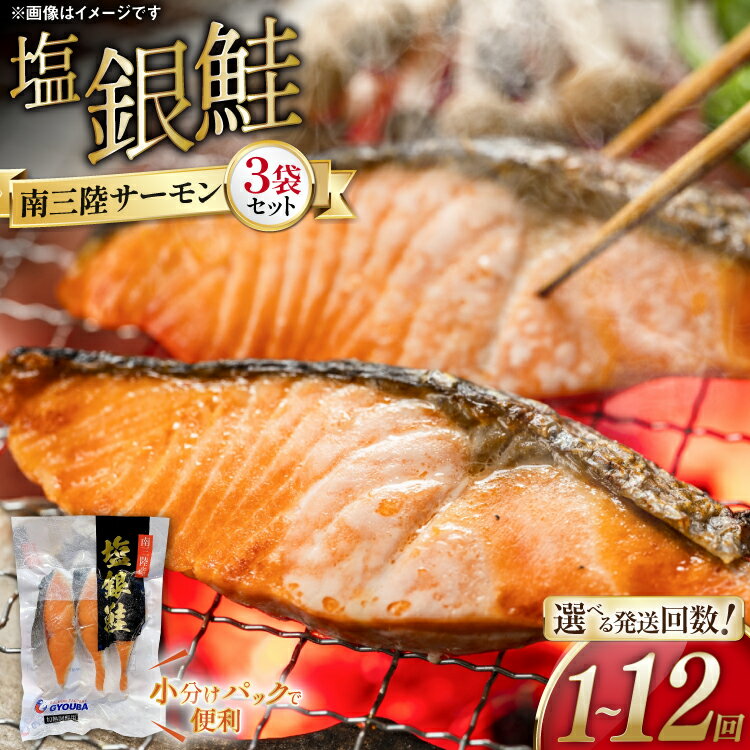 【ふるさと納税】 鮭 切り身 塩銀鮭 パック 3切入 3袋 【選べる発送回数】 [たみこの海パック 宮城県 南三陸町 m304amh560041] サーモン 銀鮭 塩銀鮭 シャケ 切身 さけ サケ 国産 小分け 個包装 冷凍 定期便