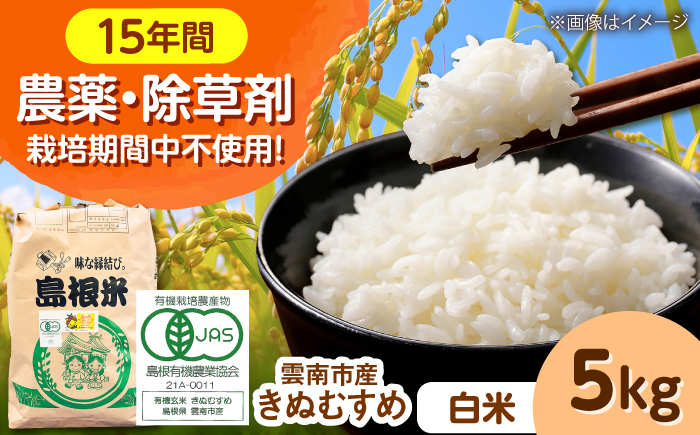 【有機JAS認証】令和7年産 白米 雲南市産きぬむすめ 5kg 島根県雲南市/佐藤ファーム ｜精米 コメ 有機栽培 美味しまね認証 [AIEO002]