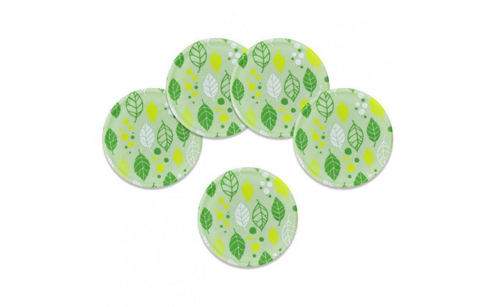 友禅和紙コースター 5枚セット サマーリーフ グリーン タツクラフト 【Tk19】 303446_DA90006VC01