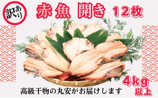 訳あり 赤魚 開き 大サイズ 12枚 合計 4kg 以上 赤魚干物 赤魚 干物 開き 創業90余年 干物専門店 高級干物 訳あり 冷凍 和食 老舗 厳選 素材 贈り物 国内 製造 ひもの 干物赤魚 魚 魚料理 酒の肴 焼魚 おかず ビール 日本酒 お酒 焼酎 おつまみ 海鮮 お取り寄せ 贈り物 グルメ 千葉県 銚子市 【丸安】