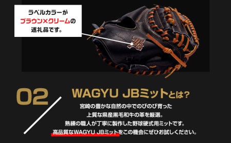 宮崎県産牛革使用 WAGYU JB ミット 硬式用 捕手用 JB-002N(ブラック/右投げ用)
