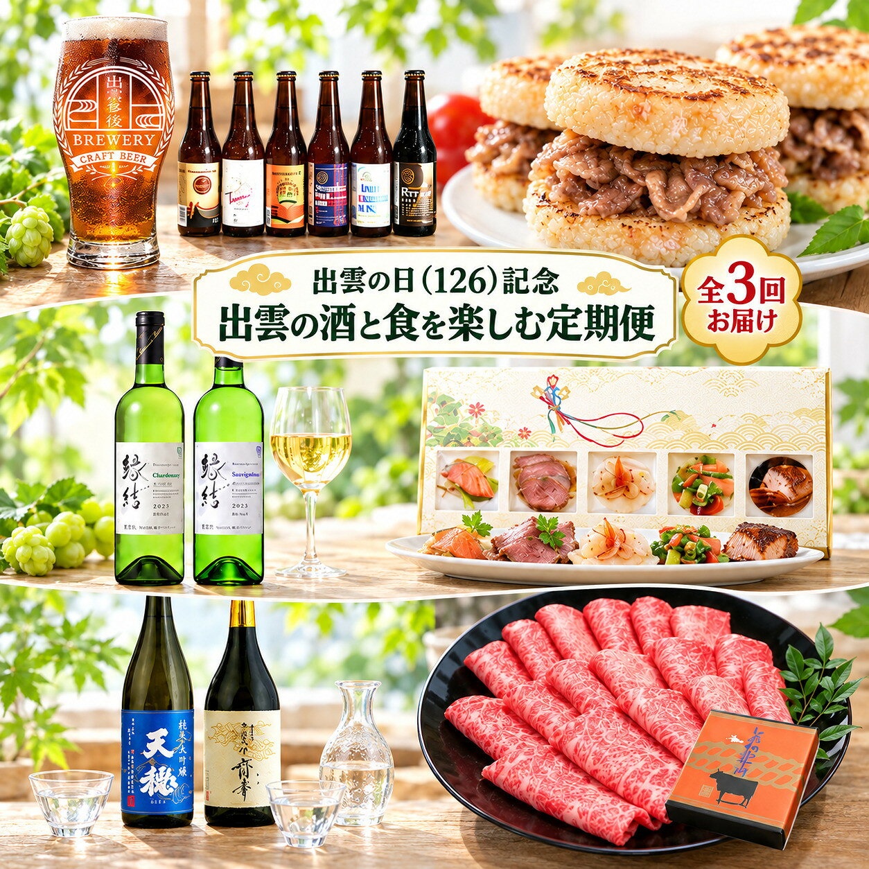 【ふるさと納税】出雲の日（126）記念 出雲の酒と食を楽しむ定期便（全3回） | 食品 加工食品 定期便