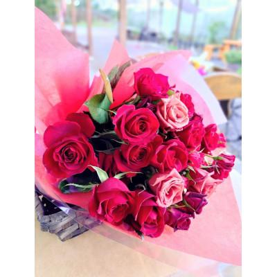 ふるさと納税 杵築市 『天使のバラ』薔薇だけのミニ丈ブーケ(赤系)Lサイズ