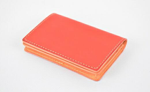 【ふるさと納税】【全7色】栃木レザーの名刺入れ 約50枚収納 ポケット4つ Card holder 02/レッド/minca　416