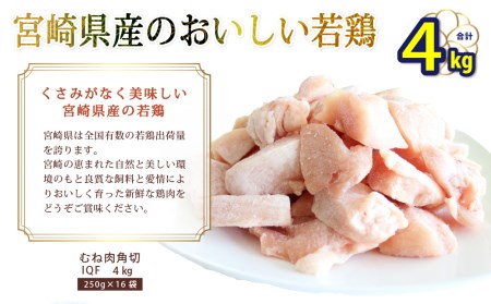 若鶏 むね 鶏肉 切身 小分け ほぐれやすくて 鶏肉 便利 16袋セット 合計4kg 鶏肉 ムネ 肉 パラパラ 鶏肉 冷凍 宮崎県産 国産 鶏肉 送料無料 鶏肉