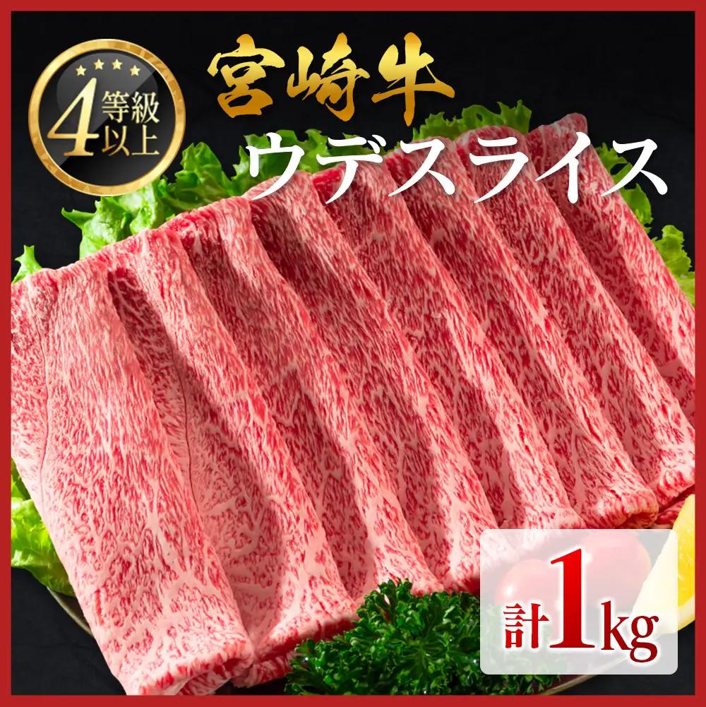 【最短発送】宮崎牛 すき焼き ウデスライスすき焼き 1kg C476-10D