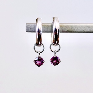 Pt900 プラチナ 2WAY ピアス 地金 ロードライトガーネット フープピアス(直径10mm) 保証書付 SMK-5249 SWAD098-rgnt