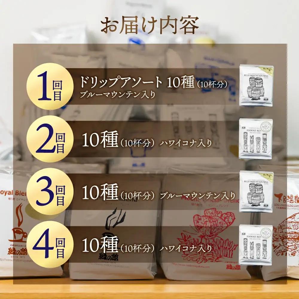 【定期便 4回】ドリップバックコーヒー 飲み比べ (10杯×4ヵ月 計40杯）【17-F】
