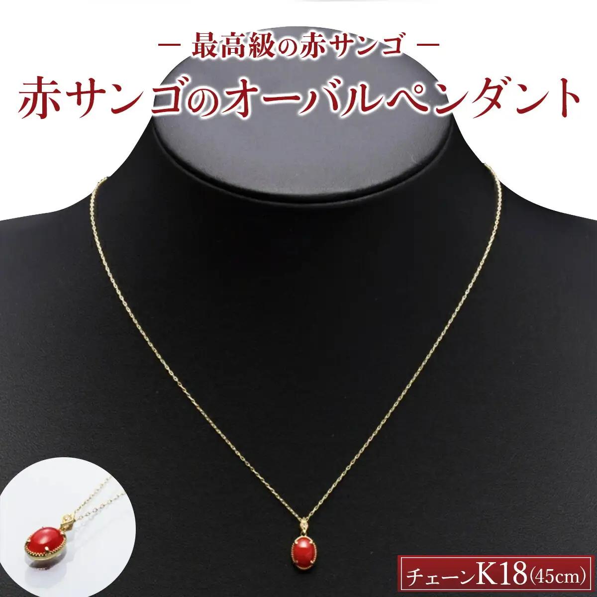 赤珊瑚 オーバルペンダント 珊瑚