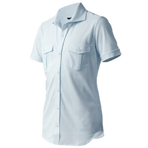 DJS-003 decollouomo メンズパイロットシャツ半袖（生地／コンコルド）サックスブルー／XLサイズ