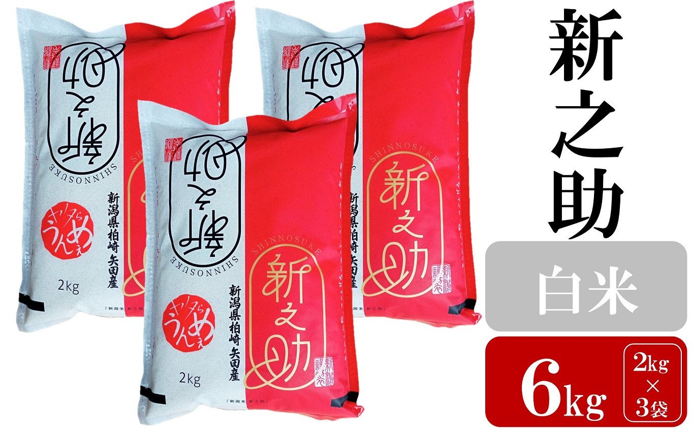 
            【令和6年産新米】新之助 白米 6kg（2kg×3袋） ヤタらうんめぇお米 新潟県産 小分け しんのすけ 水田環境鑑定士在籍[Y0176]
          