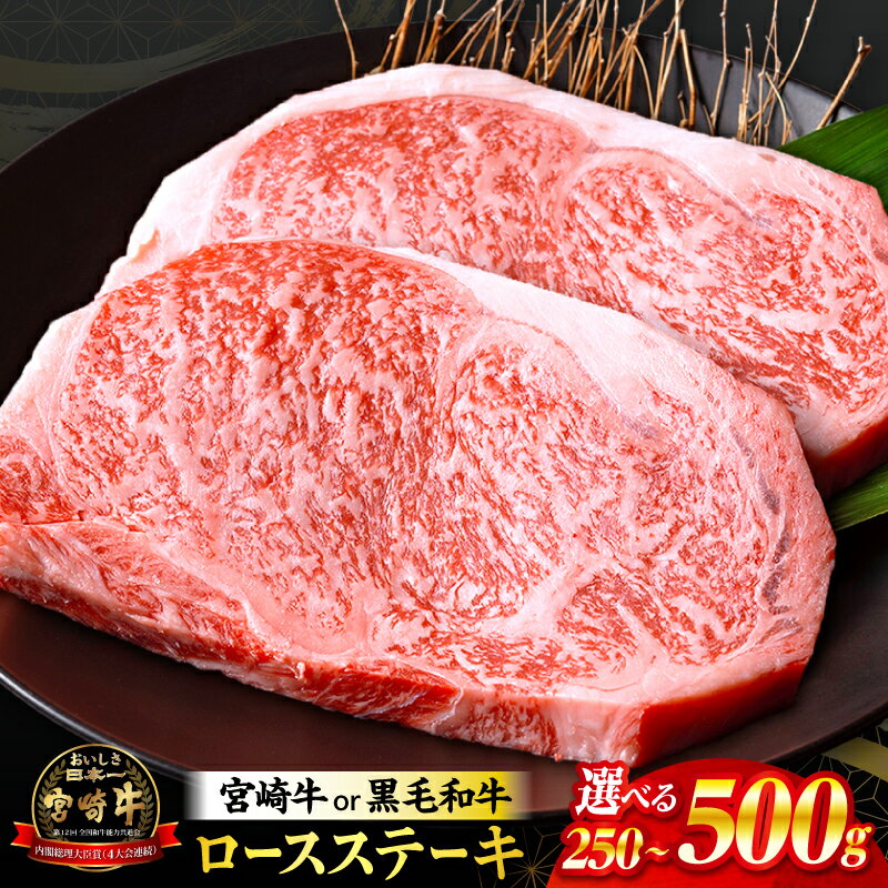 【ふるさと納税】総合1位!!【数量限定】【内容量・発送時期が選べる】畜産農家応援！宮崎牛or黒毛和牛ロースステーキ 宮崎牛 黒毛和牛 牛肉 肉 お肉 牛 和牛 ロースステーキ ステーキ ロース ステーキ肉 焼肉 BBQ キャンプ お祝い 記念日 宮崎 おすすめ 人気 国産 ふるさと