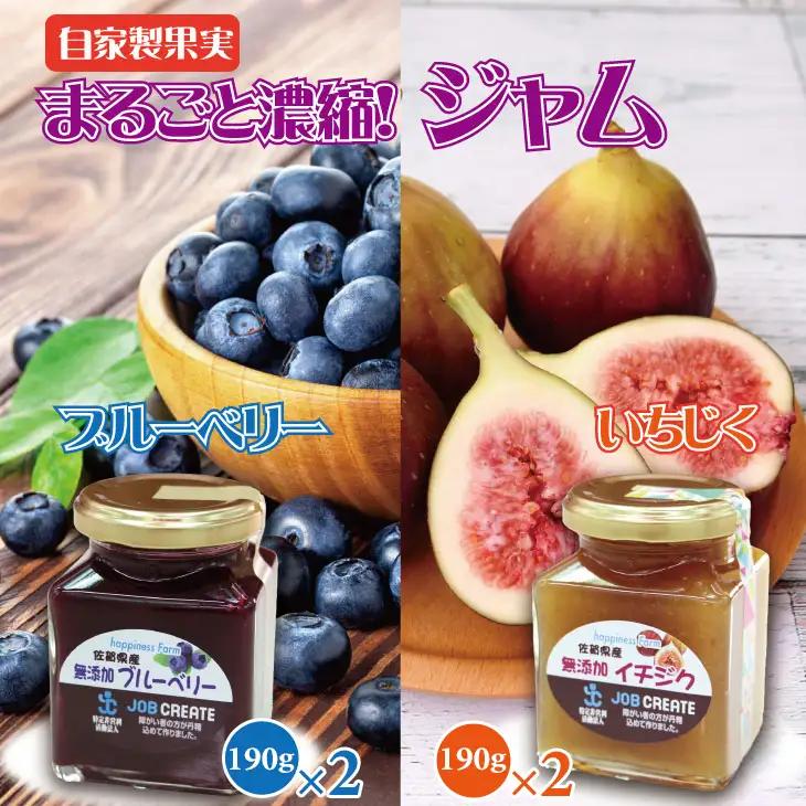まるごと濃縮！いちじく ＆ ブルーベリー ジャム セット （190g×各2個） ジョブクリエイト ジャム B100-010
