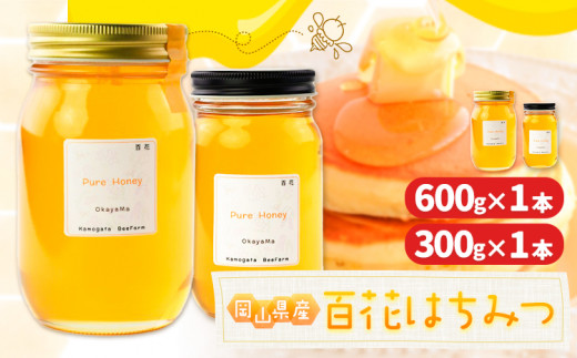 はちみつ 蜂蜜 百花 300g 1本 600g 1本 計 2本 かもがた養蜂 《30日以内に出荷予定(土日祝除く)》 岡山県 浅口市 送料無料 ハチミツ 百花蜜 百花はちみつ 岡山県産